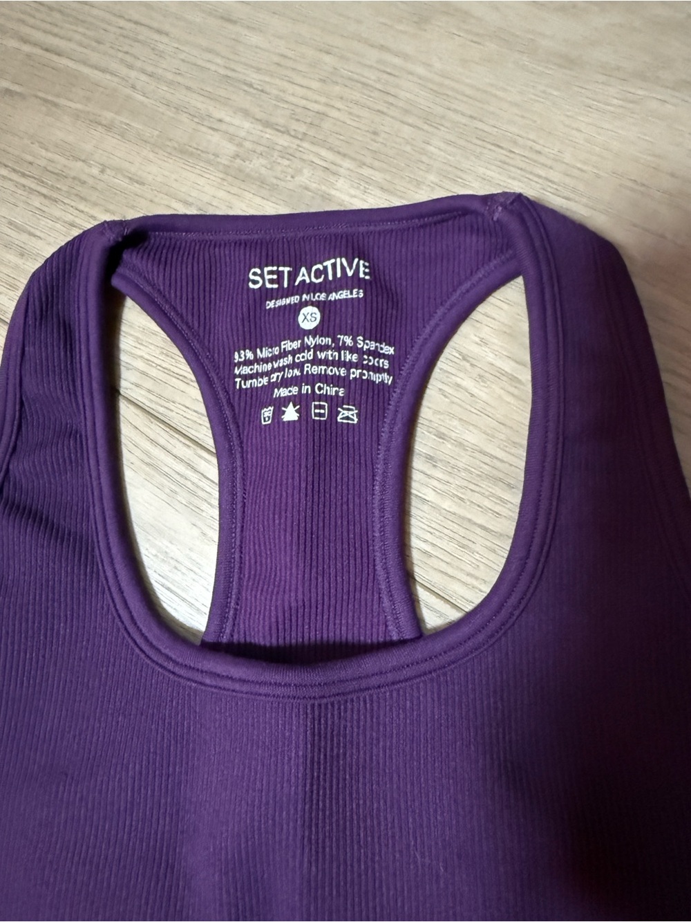 SET Active Deep Purple Ribbed Racerback Tank - Picture 3 of 4